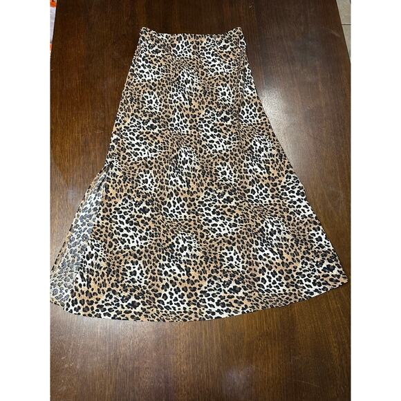 ee:some Dresses & Skirts - Ee: some Leopard Animal Print Slit Skirt Women S Boho Western Festival Stretch